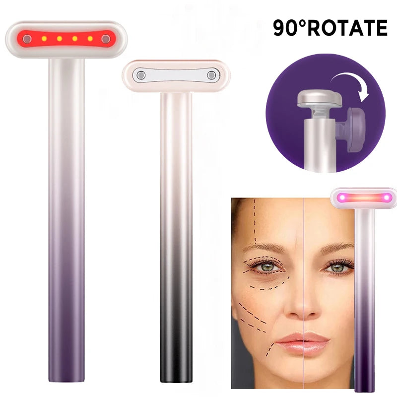 4-in-1 EMS Microcurrent Facial Wand – Red Light Face & Neck Massager