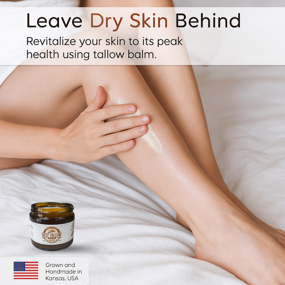Grass Fed Beef Tallow Balm - 8 oz - Grown and Made in USA - Organic Grass Fed and Finished Tallow - Moisturizing Skin Care