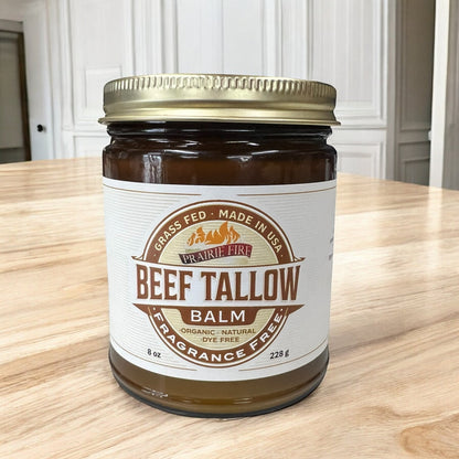 Grass Fed Beef Tallow Balm - 8 oz - Grown and Made in USA - Organic Grass Fed and Finished Tallow - Moisturizing Skin Care