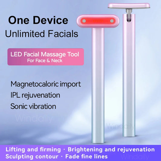4-in-1 EMS Microcurrent Facial Wand – Red Light Face & Neck Massager