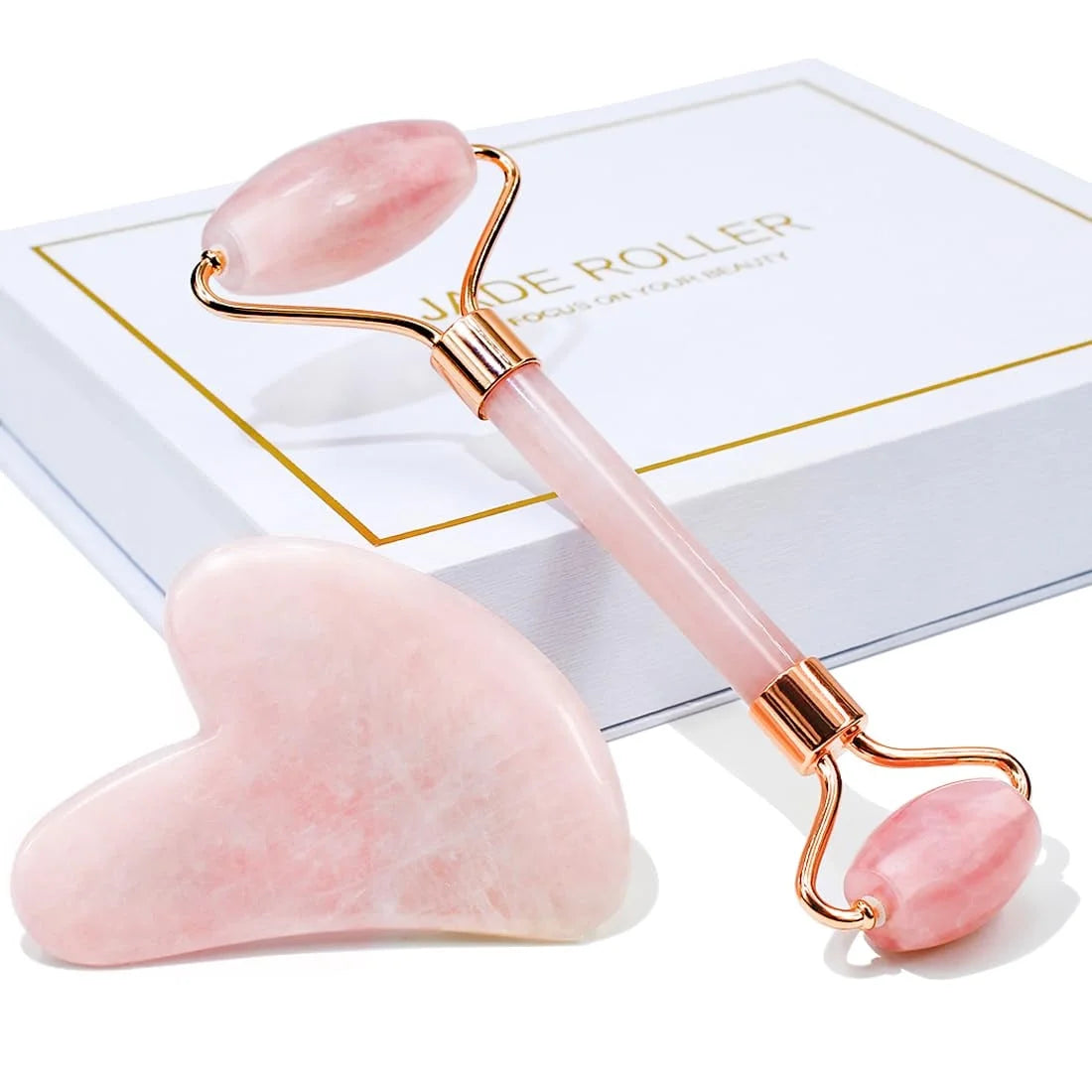 Natural Jade Roller and Gua Sha Facial Massager Skin Care Tool
