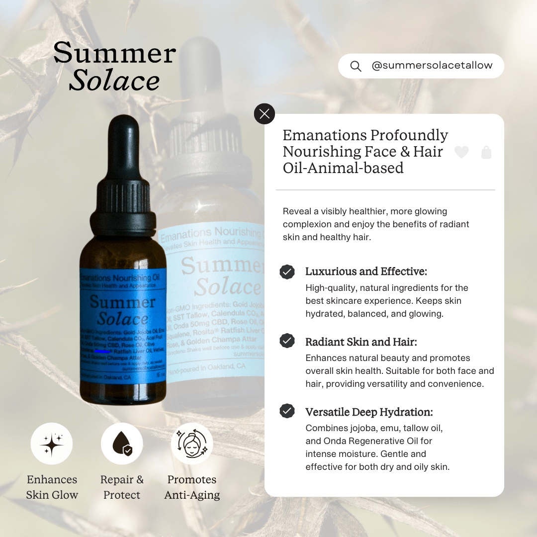 Emanations Profound Face Oil Nourishing Tallow Emu Botanical Blend