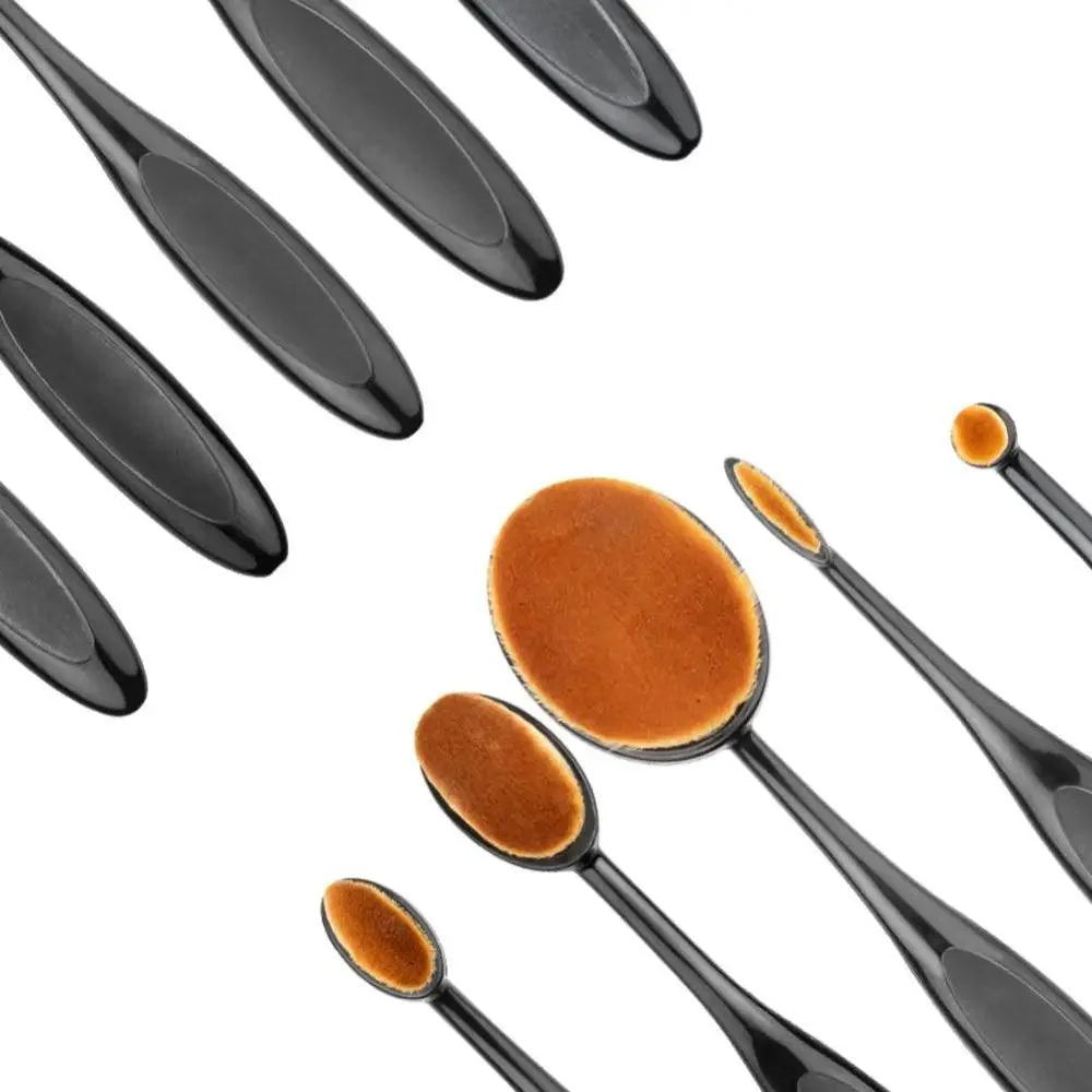 5Pcs Oval Makeup Brush Set – Portable Foundation & Blending Brushes
