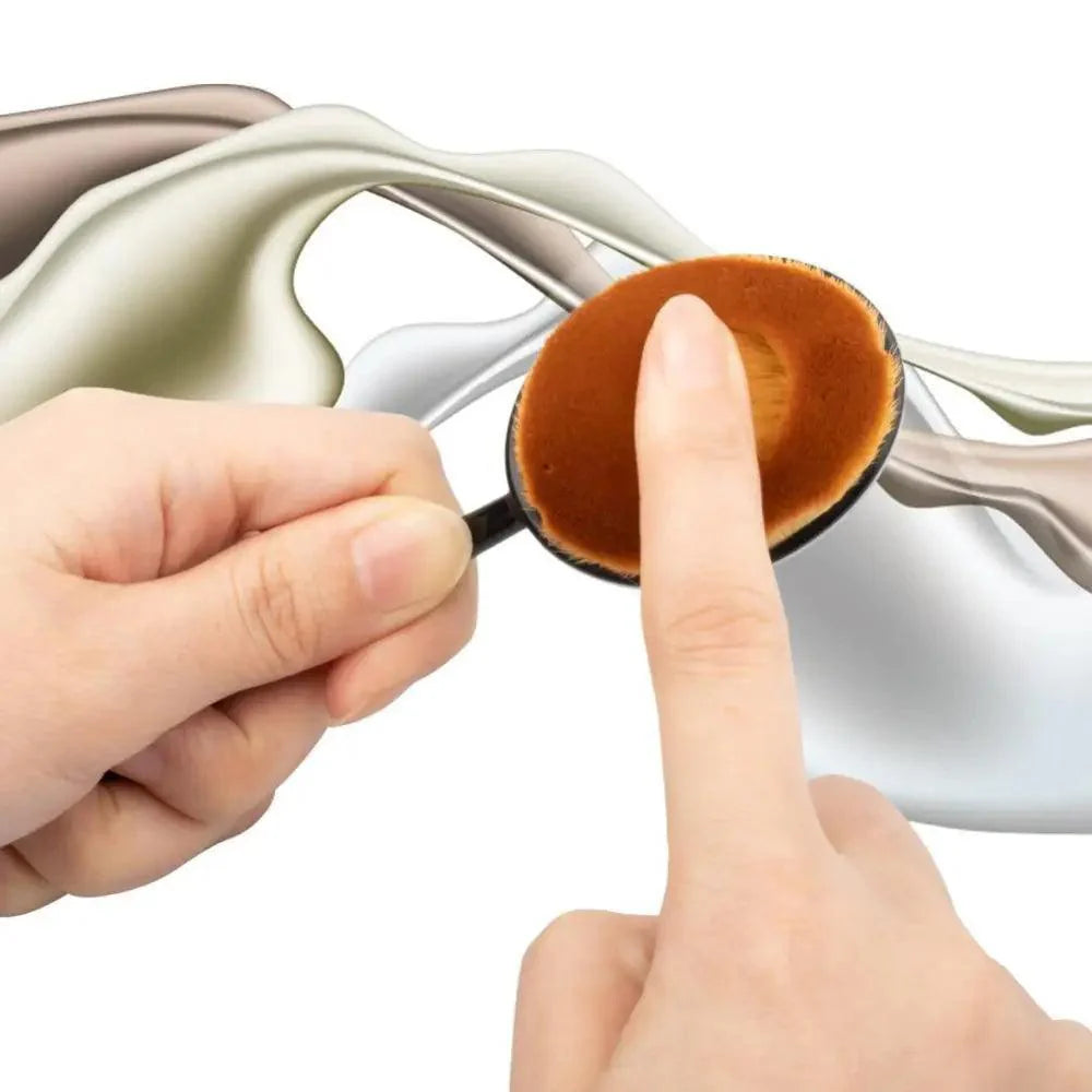 5Pcs Oval Makeup Brush Set – Portable Foundation & Blending Brushes