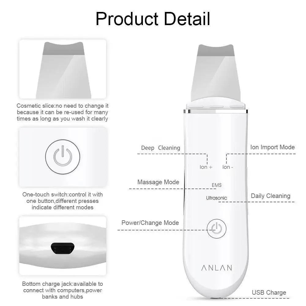 Ultrasonic Skin Scrubber Pen for Deep Face Cleansing Tool